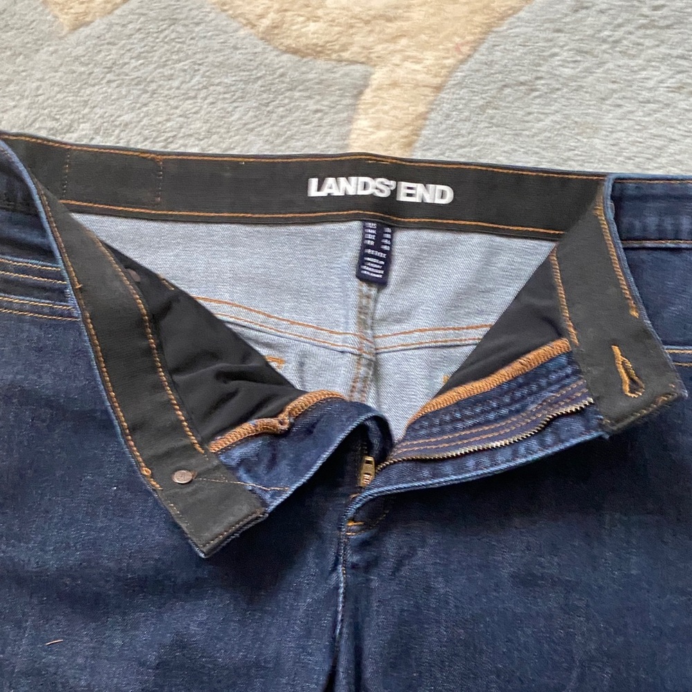 Lands' End Women's Dark Indigo Relaxed Jeans Petite Size 14